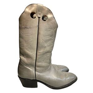 [11] BOULET Women’s Cowboy Boots medium/wide Grey Leather Western cowgirl